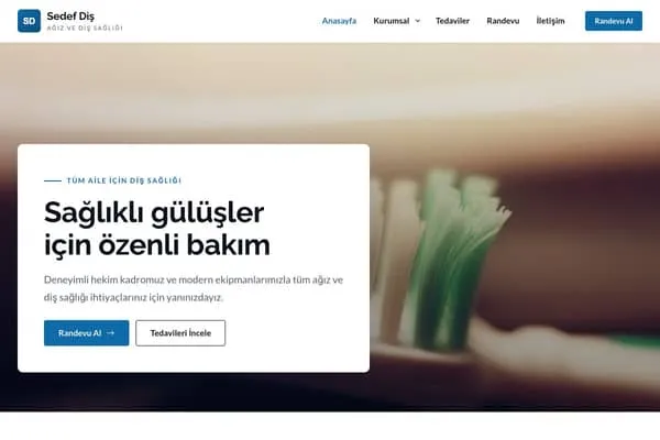Diş Kliniği web sitesi teması: Sedef Diş