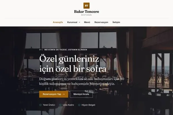 Restoran web sitesi teması: Bakır Tencere
