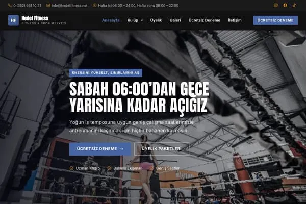 Spor Salonu web sitesi teması: Hedef Fitness